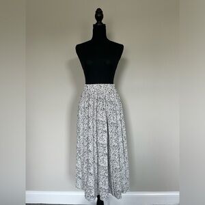 Black & White Leopard Print Midi Skirt